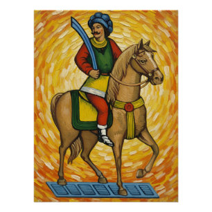 Póster Cartas de Baralho Italianas - Cavaleiro de Espadas