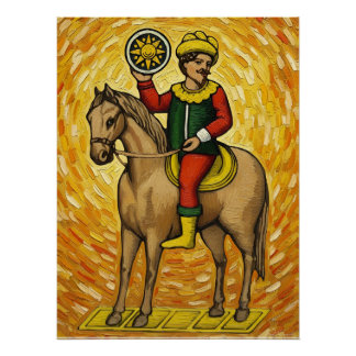 Póster Cartas de Baralho Italianas - Cavaleiro de Ouros B