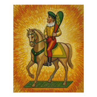 Póster Cartas de Baralho Italianas - Cavaleiro de Paus, S