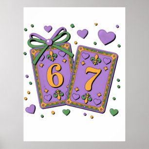 Poster Cartas de Baralho Mardi Gras Six Seven Deck Caminh