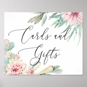 Poster Cartas e presentes. Casamento de cacto floral com 