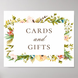Poster Cartas e presentes. Casamento de jardim floral ver