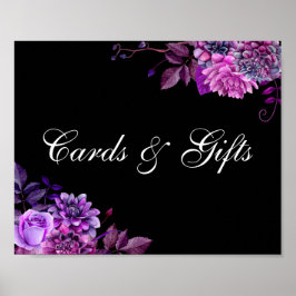 Poster Cartas e presentes. Flor roxa. Sinal de casamento 