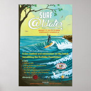 Póster Cartaz 15" do @Water do surf x 23"