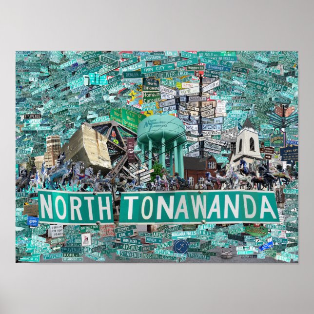 Poster Cartaz 16x12, Ruas de North Tonawanda NY (Frente)