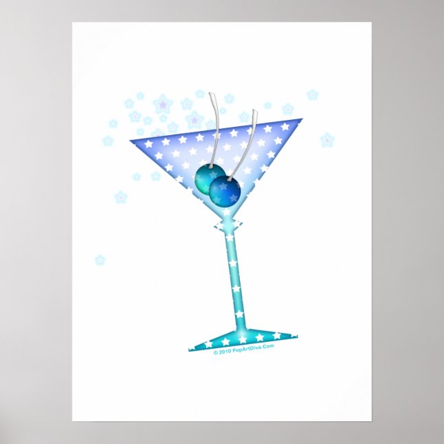 PÓSTER CARTAZ 18" X 24" - ARTE MARTINI AZUL (Frente)