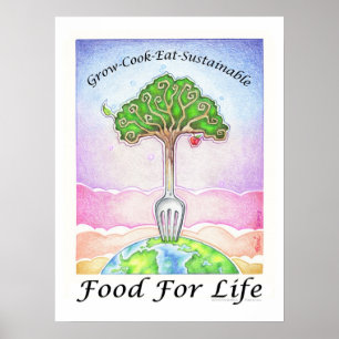 PÓSTER CARTAZ 18X24" - CULTIVE, COZINHE, COMA SUSTENTÁVEL