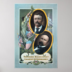 Poster Cartaz 1904 da eleição de Teddy Roosevelt