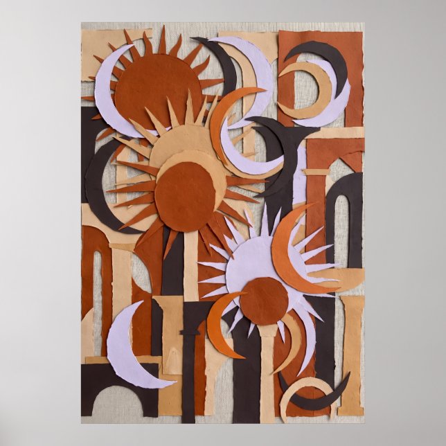 Poster Cartaz Abstrato de Círculo Laranja Retrô (Frente)