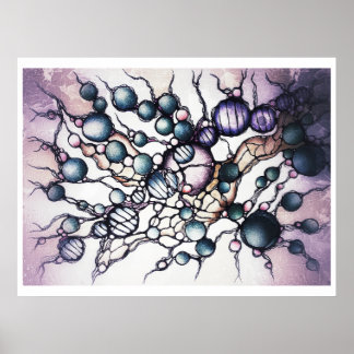 Poster Cartaz Abstrato de Fluxo Dinâmico Neurográfico
