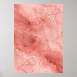 Poster Cartaz Abstrato de Mármore Rosa Dourado Ruborizado