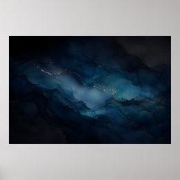 Poster Cartaz Abstrato do Oceano Dourado Turquesa da Maré