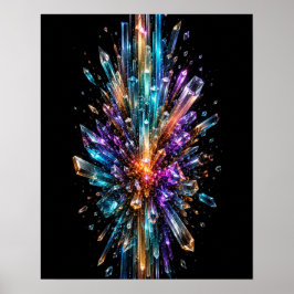 Poster Cartaz Abstrato em 3D de Explosão de Cristal Radia