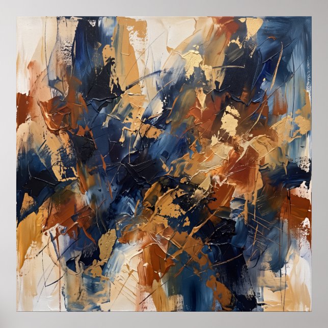 Poster Cartaz Abstrato Espírito Navy Copper (Frente)