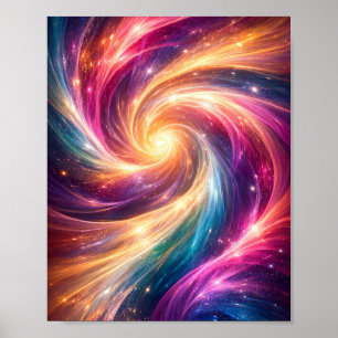 Poster Cartaz Abstrato Estético de Vórtice de Cores Cósmi