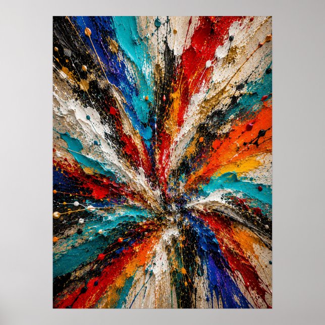Poster Cartaz Abstrato Explosão de Cor (Frente)