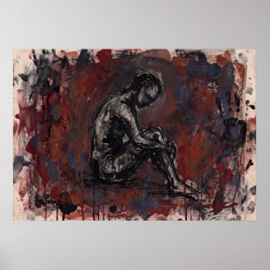 Poster Cartaz Abstrato Figurativo Vermelho Escuro
