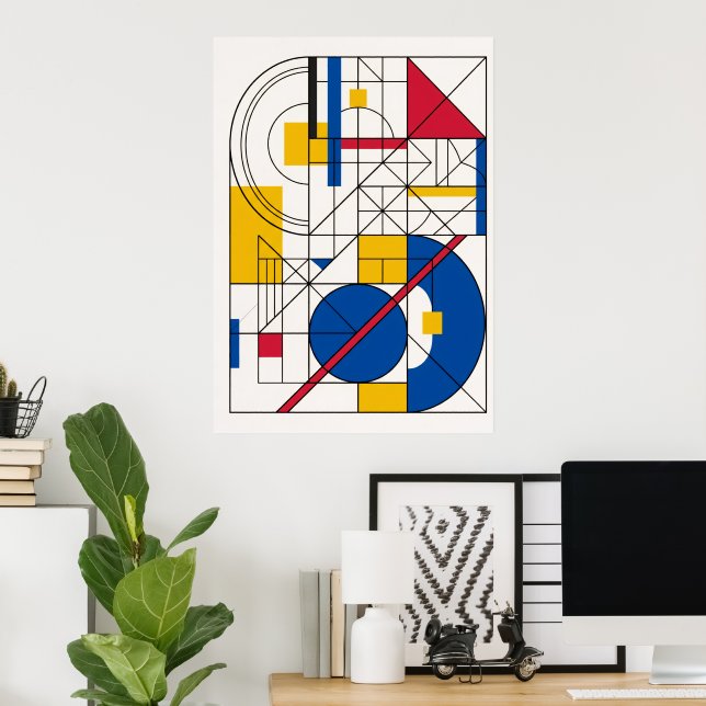 Poster Cartaz Abstrato Geométrico Bauhaus (Escritório em casa)
