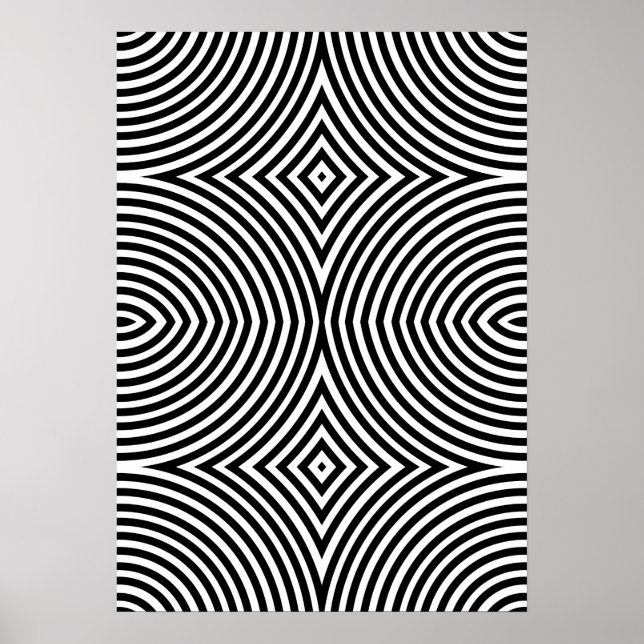 Poster Cartaz Abstrato Geométrico Preto e Branco Ousado (Frente)
