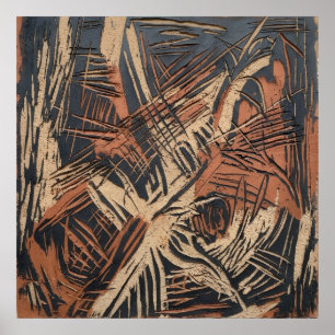 Poster Cartaz Abstrato Linear Preto Cobre
