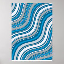 Cartaz Abstrato Moderno Ondulado Azul e Cinza