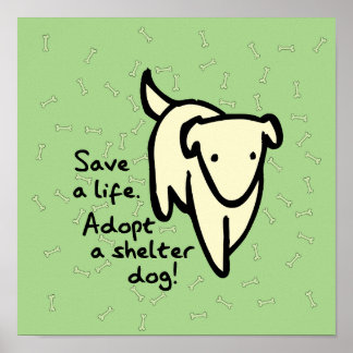 Poster Cartaz Adote um Cão de Abrigo Salve uma Vida