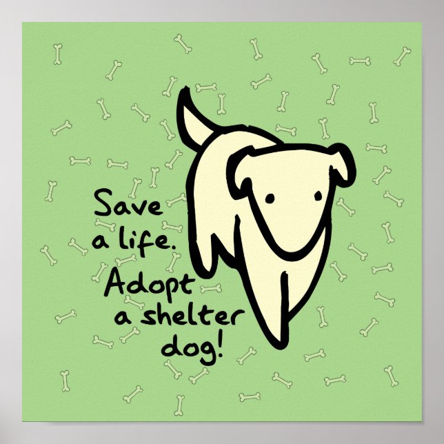Poster Cartaz Adote um Cão de Abrigo Salve uma Vida (Frente)