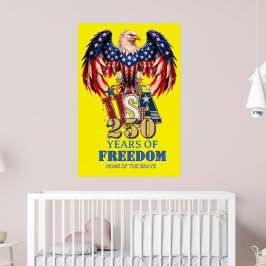 Poster Cartaz Águia Patriótica EUA Versão Amarela