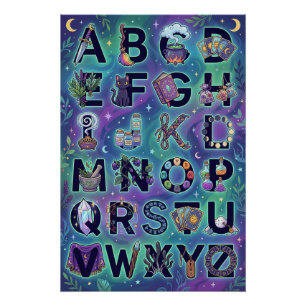 Póster Cartaz Alfabético Mágico de A-Z (Sem palavras)