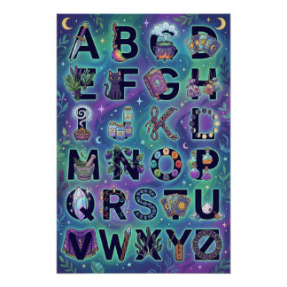 Póster Cartaz Alfabético Mágico de A-Z (Sem palavras)