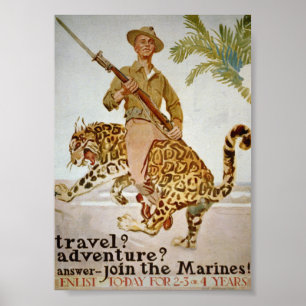 Poster Cartaz Antigo Aliste-se nos Fuzileiros Navais