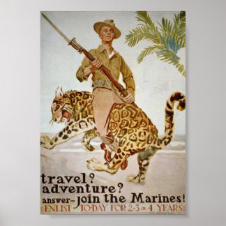 Poster Cartaz Antigo Aliste-se nos Fuzileiros Navais