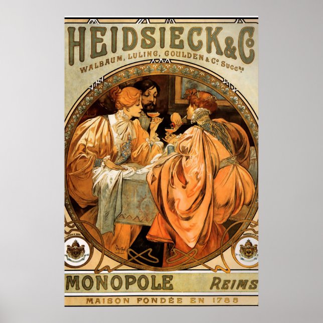 Póster Cartaz Antigo Alphonse Mucha Anúncio de Biscoitos  (Frente)