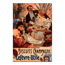 Cartaz Antigo Alphonse Mucha Anúncio de Biscoitos