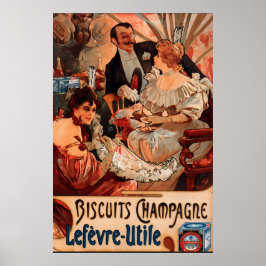 Póster Cartaz Antigo Alphonse Mucha Anúncio de Biscoitos