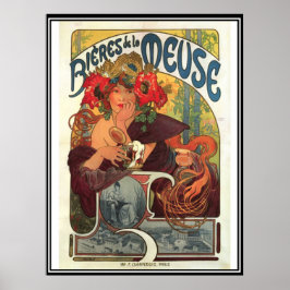 Poster Cartaz Antigo Alphonse Mucha Anúncio de Cerveja