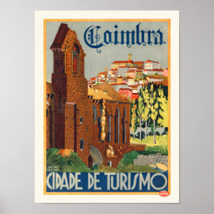Poster Cartaz Antigo Coimbra Portugal 1935