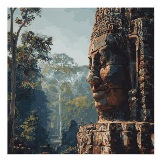 Póster Cartaz Antigo da Floresta da Selva Cambojana