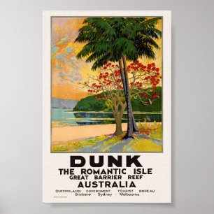 Poster Cartaz Antigo da Ilha Romântica de Dunk 1935