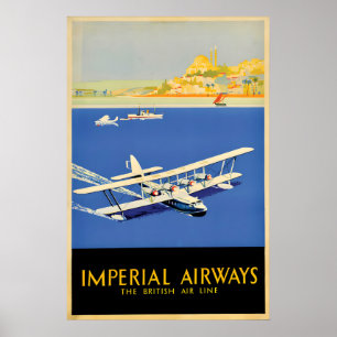 Poster Cartaz Antigo da Imperial Airways Companhia Aérea 