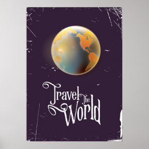 Póster Cartaz antigo da Terra para viajar pelo mundo