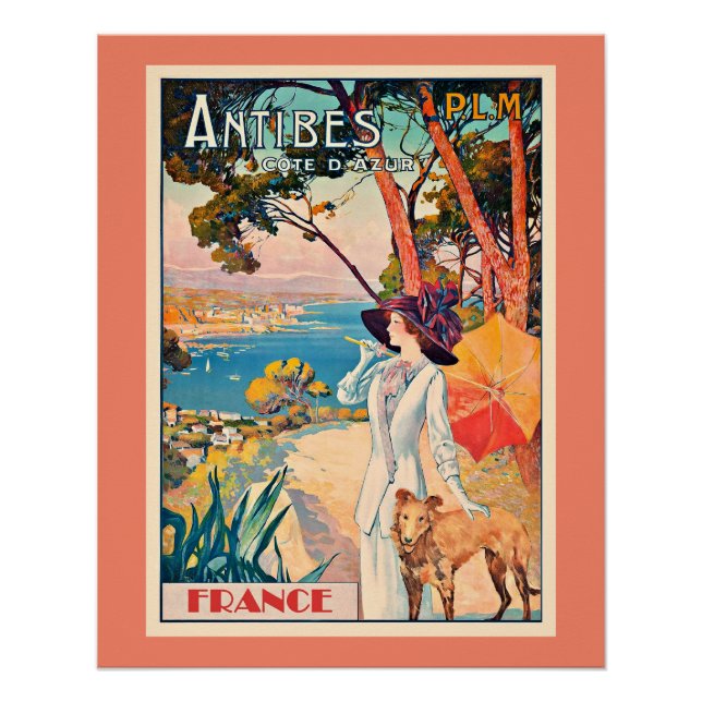Póster Cartaz antigo de Antibes França (Frente)