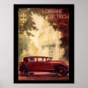Póster Cartaz Antigo de Carro Francês dos Anos 1920