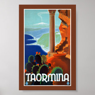 Poster Cartaz Antigo de Itália Taormina Sicília