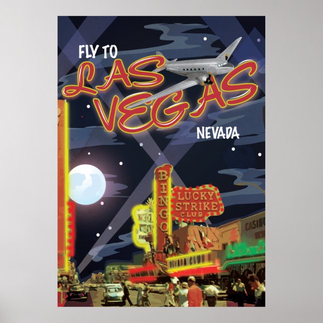 Póster Cartaz Antigo de Las Vegas (Frente)