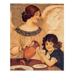 Póster Cartaz Antigo do Anjo do Chocolate Francês: Arte V
