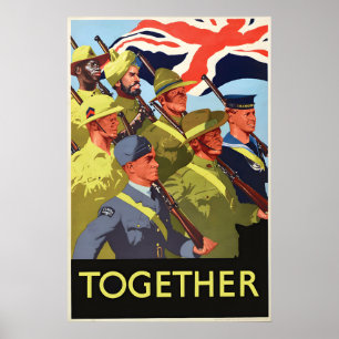 Poster Cartaz Antigo do Exército Britânico, JUNTOS Grande
