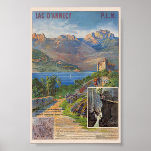 Poster Cartaz Antigo do Lago de Annecy PLM França 1890
