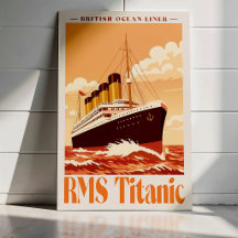 Cartaz Antigo do RMS Titanic. Arte Retro de Transa