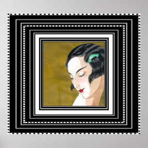 Póster Cartaz Antigo Elegante Dama Art Nouveau Deco
